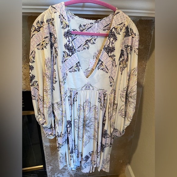 NWT Free People Girl Talk Balloon Slv Tunic or Dress Boho Western Festival M - Picture 9 of 9